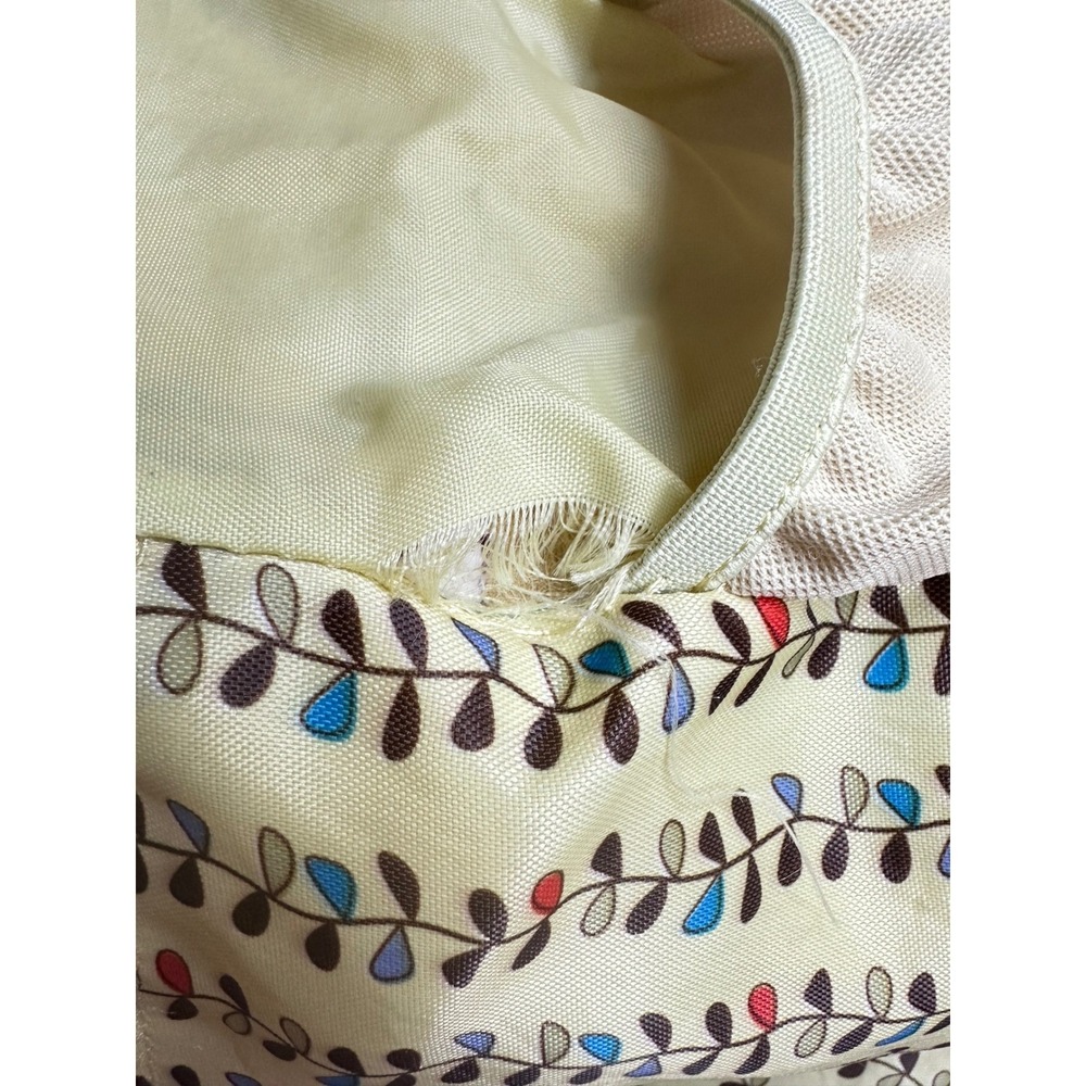 Vintage Sage Green Canvas Flower Tote Bag Brown Suede Trim Y2K Aesthetic - Picture 14 of 15